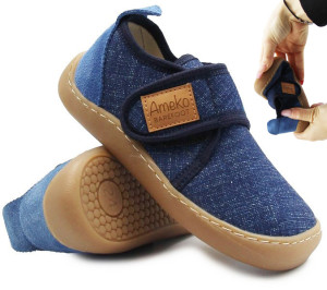 Ameko Kapcie Chłopięce Do Szkoły i Przedszkola Elastyczne Barefoot Ameko Piko Jeans