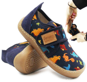 Ameko Kapcie Na Zmianę Dla Chłopca Barefoot Dinozaury Do Przedszkola i Szkoły Ameko Piko Dino