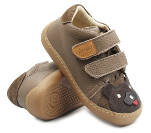 Ameko Chłopięce Buty Na Wiosnę Półbuty z Misiem Barefoot Ameko Otis Lion Taupe