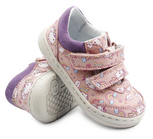 Buty Na Wiosnę Dla Dziewczynki w Jednorożce Barefoot Jamet 1126 Róż Pony