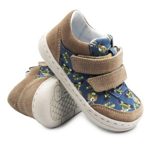 Dziecięce Buty Wiosenne Na Rzep Barefoot w Misie Jamet 1126 Niebieski Miś