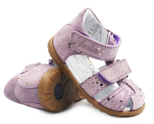 Ameko Sandałki Dla Dziewczynki Połsandały Zabudowana Pięta Ameko Lilac Fleck