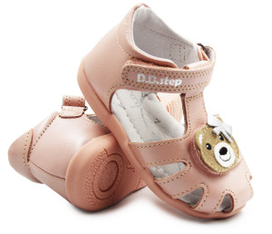 DD Step Sandały Dla Dziewczynki Różowe z Misiem DD STEP G075-51284D Baby Pink