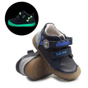 DD Step Półbuty Dla Chłopczyków Na Rzep Wiosenne Barefoot DD STEP S073-52875B Black