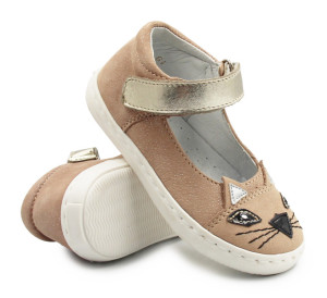 Brokatowe balerinki dla dziewczynek z kotkiem do przedszkola Mido 20-17 Róż-Brokat