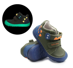 DD Step Buty Dziecięce Na Wiosnę Dla Chłopczyka Podeszwa Barefoot Świecące w Ciemności DD STEP S073-52875AZ Khaki