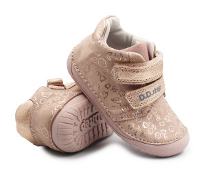 DD Step Elastyczne Buty Dla Dziewczynek Na Wiosnę w Kwiatuszki Barefoot DD STEP S070-52724Y Baby Pink