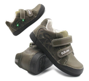 DD Step Chłopięce Buty Na Wiosnę Półbuty LED DD STEP S068-52288MZ Khaki