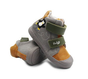 Buty Na Wiosnę Dla Chłopczyka z Pingwinkiem za Kostkę Trzewiki PONTE DA06-5-2863 Dark Grey