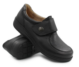 Buty na jesień dla seniorek ze skóry naturalnej Helios 463K czarny