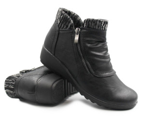 Czarne Buty Damskie Skórzane Na Jesień i Zimę Ocieplane Wojtyłko 7ZB25020C