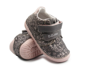 DD Step Buty Na Wiosnę Dla Dziewczynki w Kwiatuszki Barefoot DD STEP S070-52724B Dark Grey