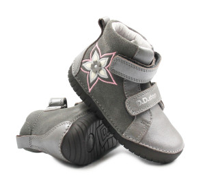 DD Step Buty Dziewczęce Na Wiosnę z Kwiatuszkiem DD STEP A050-52429BM Grey
