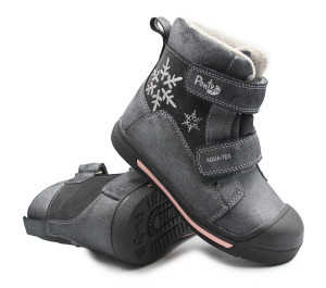 Zimowe Buty Ocieplane Dla Dziewczynek Śnieżynka Ponte DA06-5-2829ALV Dark Grey