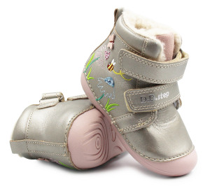 DD Step Buty Na Zimę Dla Dziewczynek w Kwiatuszki Motylki DD STEP W015-52997V Bronze