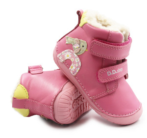 DD Step Różowe Buty Na Zimę Dla Dziewczynek Barefoot DD STEP W070-52624BV Pink