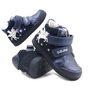 DD Step Wiosenne Buty Dziewczęce Świecące LED z Jednorożcem DD STEP A068-52459M Royal Blue