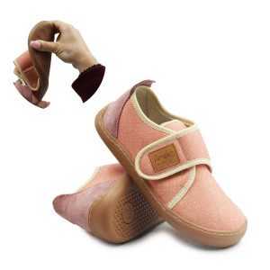 Ameko Kapcie Dla Dziewczynek na Rzep Barefoot Ameko Piko Brownrose
