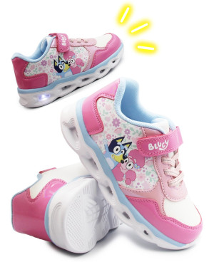 Różowe Buty Dla Dziewczynki na Wiosnę Świecąca Podeszwa LED Bluey Bartek 87042-15