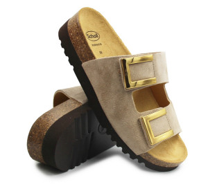 Beżowe Klapki Damskie Eleganckie Na Lato Scholl Monterey 2 Straps med MF324042361