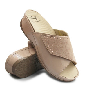 Damskie Klapki Beżowe Scholl Nives One Strap med mf008602164