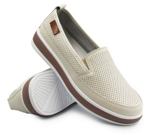 Półbuty mokasyny damskie na wiosnę ze skóry naturalnej T. Sokolski OC W26-83 BEIGE