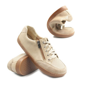 Półbuty damskie barefoot ze skóry naturalnej Helios 470 ecru