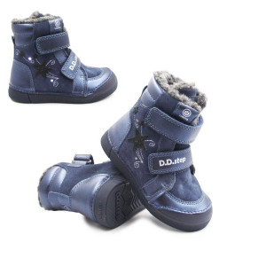 DD Step Dziecięce Buty Na Zimę Ocieplane Dla Dziewczynki LED DD STEP Royal Blue W068-52745M