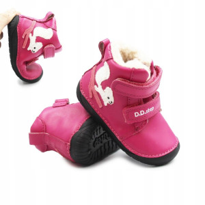 Buty Dla Dziewczynek na Zimę Ocieplane Róż Barefoot D.D.STEP W070-52214BV Dark Pink