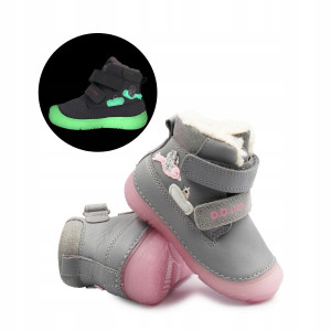 Dziecięce Buty Zimowe Dla Dziewczynek Świecące w Ciemności Szary Róż D.D.STEP W082-52314B Grey