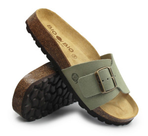 Klapki damskie na lato skóra zamszowa BIO 780493-10 CELIA SUEDE rosmarino