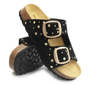 Klapki damskie na lato BIO BIO 781996-15 FRIDA SUEDE negro