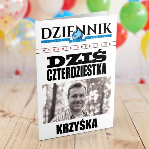 Kartka z życzeniami na 40 urodziny dla niego - Dziennik