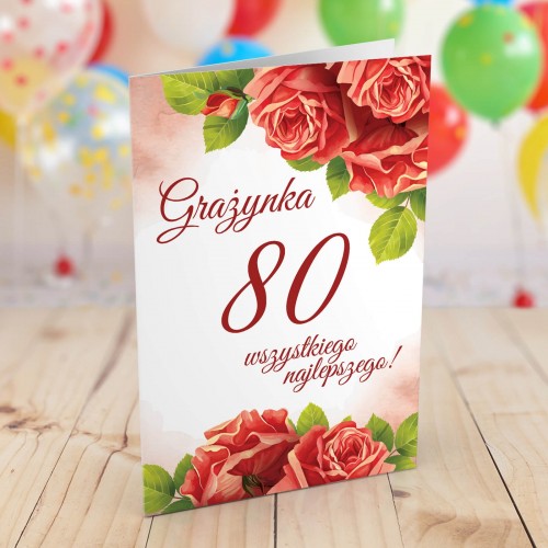 Kartka na 80 urodziny dla niej - Bukiet życzeń