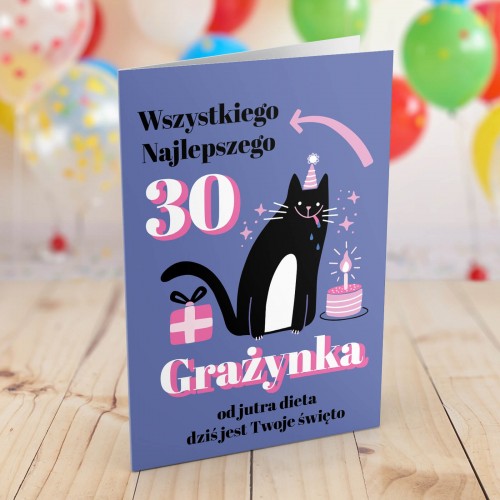 Kartka na 30 urodziny dla przyjaciółki - Od jutra dieta