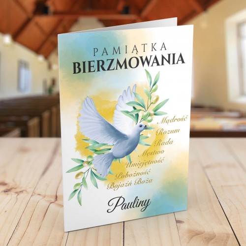 Kartka na bierzmowanie z dedykacją dla dziewczyny - Pamiątka bierzmowania