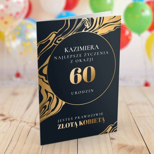 Kartka na 60 urodziny dla niej - Złota kobieta