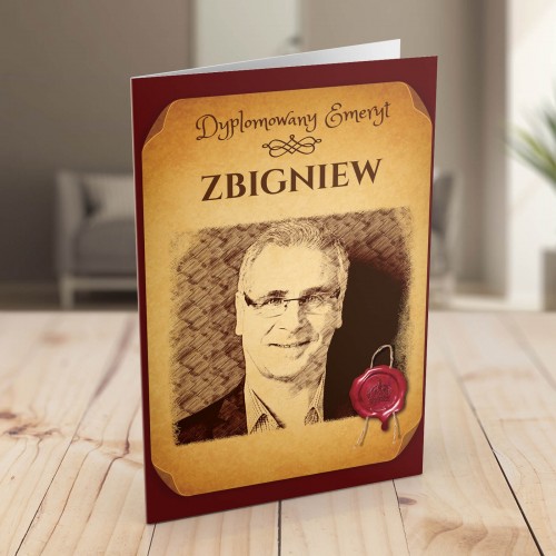 Kartka na emeryturę ze zdjęciem dla mężczyzny - Dyplomowany emeryt