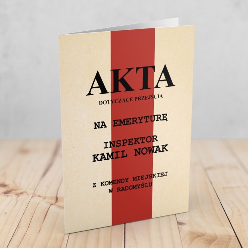 Kartka na emeryturę dla policjanta - Akta