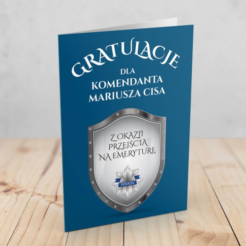 Kartka z życzeniami na emeryturę dla policjanta - Komendant
