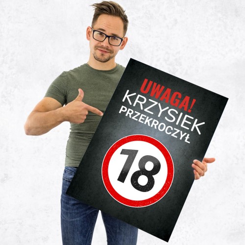 Kartka XXL z życzeniami na 18 urodziny dla niego - Drzwi otwarte
