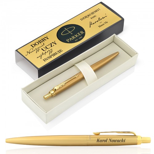 Długopis Parker Jotter WEST GOLD z grawerem dla nauczyciela - Złota inspiracja
