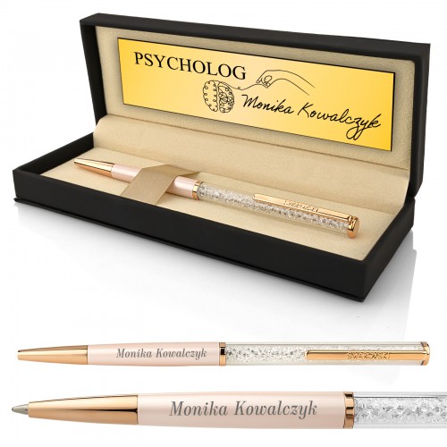 Długopis Swarovski w etui z grawerem dla pani psycholog - Układa myśli