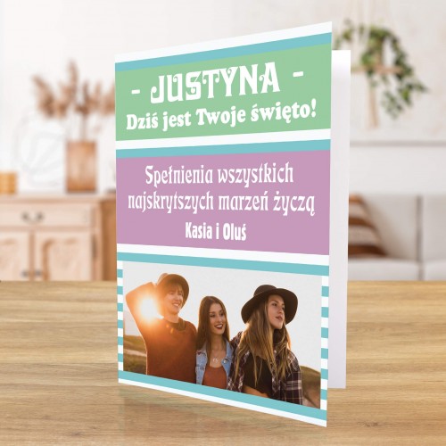 Kartka z okazji urodzin dla niej z Twoim zdjęciem i życzeniami