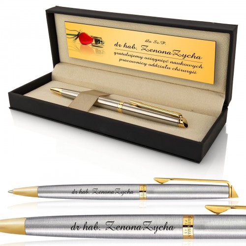 Długopis Waterman Hemisphere Stalowy GT z grawerem - Wybitny lekarz