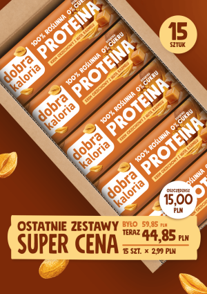 Baton proteinowy krem orzechowy z nutą karmelu 15 x 45g
