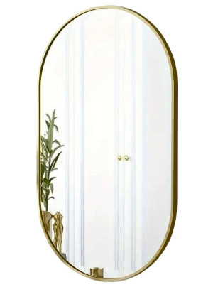 Lustro Elipsa 100x50cm złote GX06 ścienne owalne łazienkowe do salonu sypialni loftowe industrialne minimalistyczne
