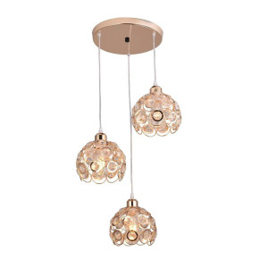 Lampa sufitowa z ażurowymi kloszami i kryształkami wisząca AT10-3SZ-Złoto