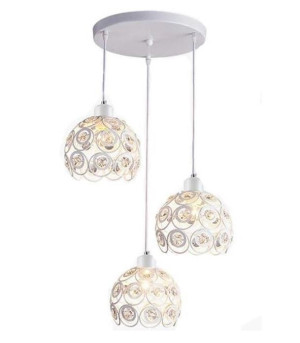 Lampa sufitowa AT10-3SZ-Biała z kryształkami