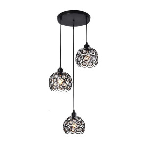 Lampa sufitowa z ażurowymi kloszami i kryształkami wisząca AT10-3SZ-Black